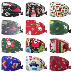 Christmas Cartoon Printed Scrub Cap